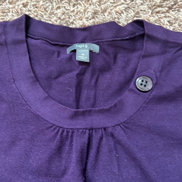 Apt. 9 Faux Button Eggplant Fitted Sweater - Picture 2 of 6